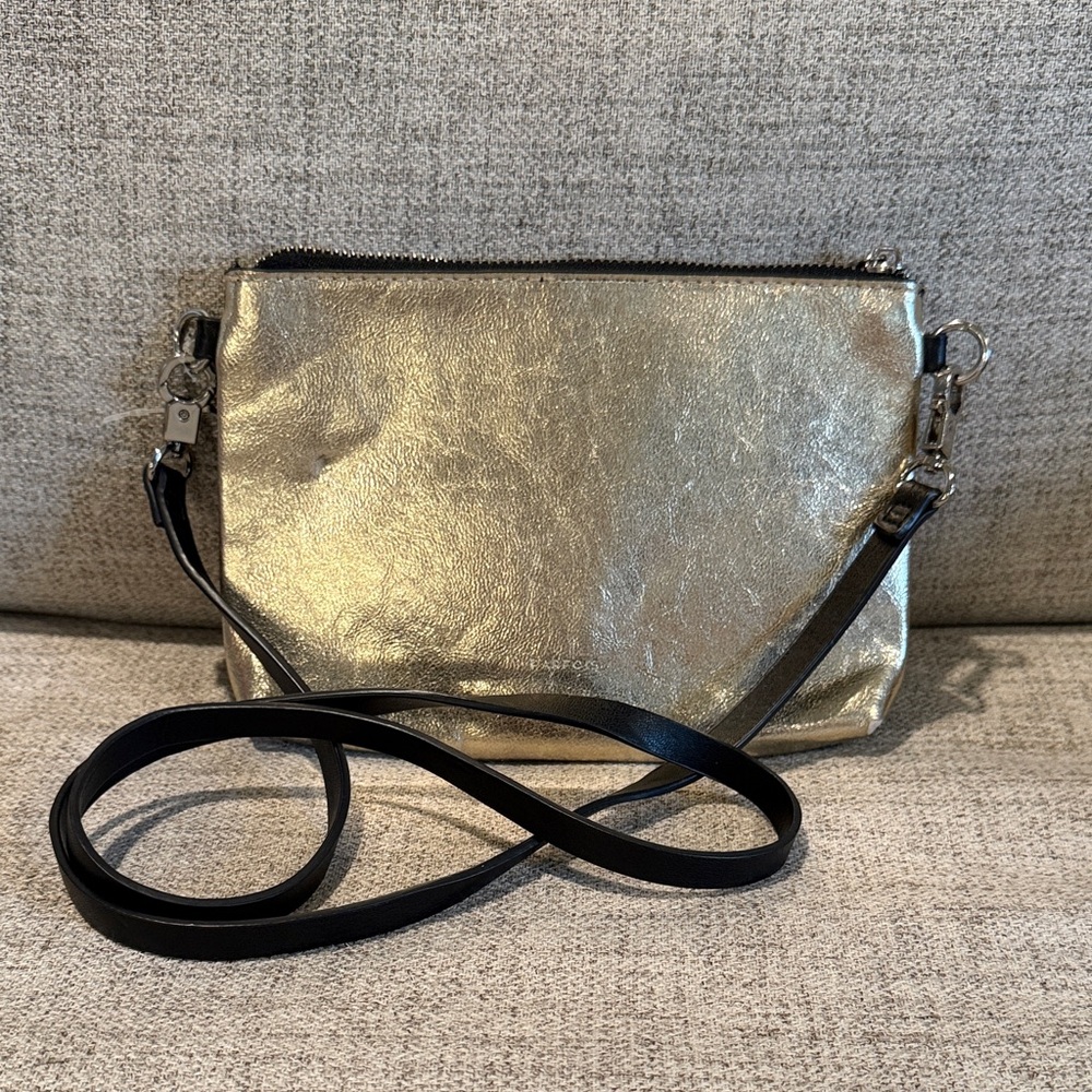 Parfois Small Shoulder Bag Black/Champagne Gold used